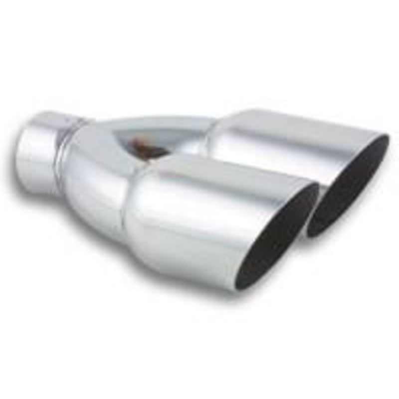 Dual 3.5" Round Stainless Steel Tips (Single Wall, Angle Cut) by Vibrant Performance