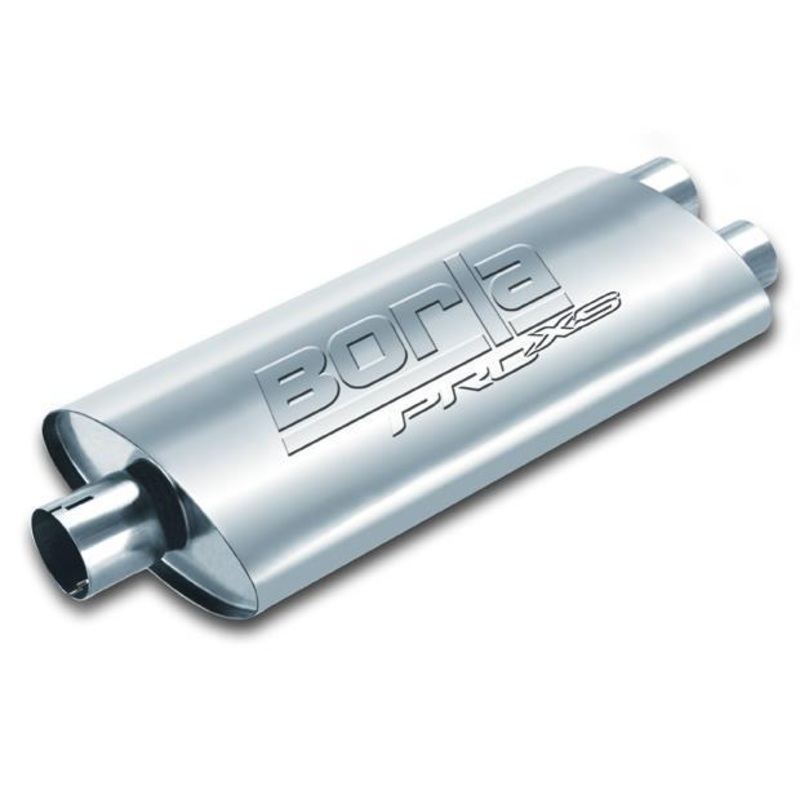 Borla Center/Dual Oval Notched Muffler 3" In / 2.5" Out 19" x 4" x 9.5" (400487)