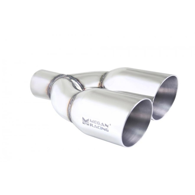 Megan Racing Passenger Side Twin 3.5" Stainless Chrome Tips - 2.5" Piping (MR-UT-TRT-PS)